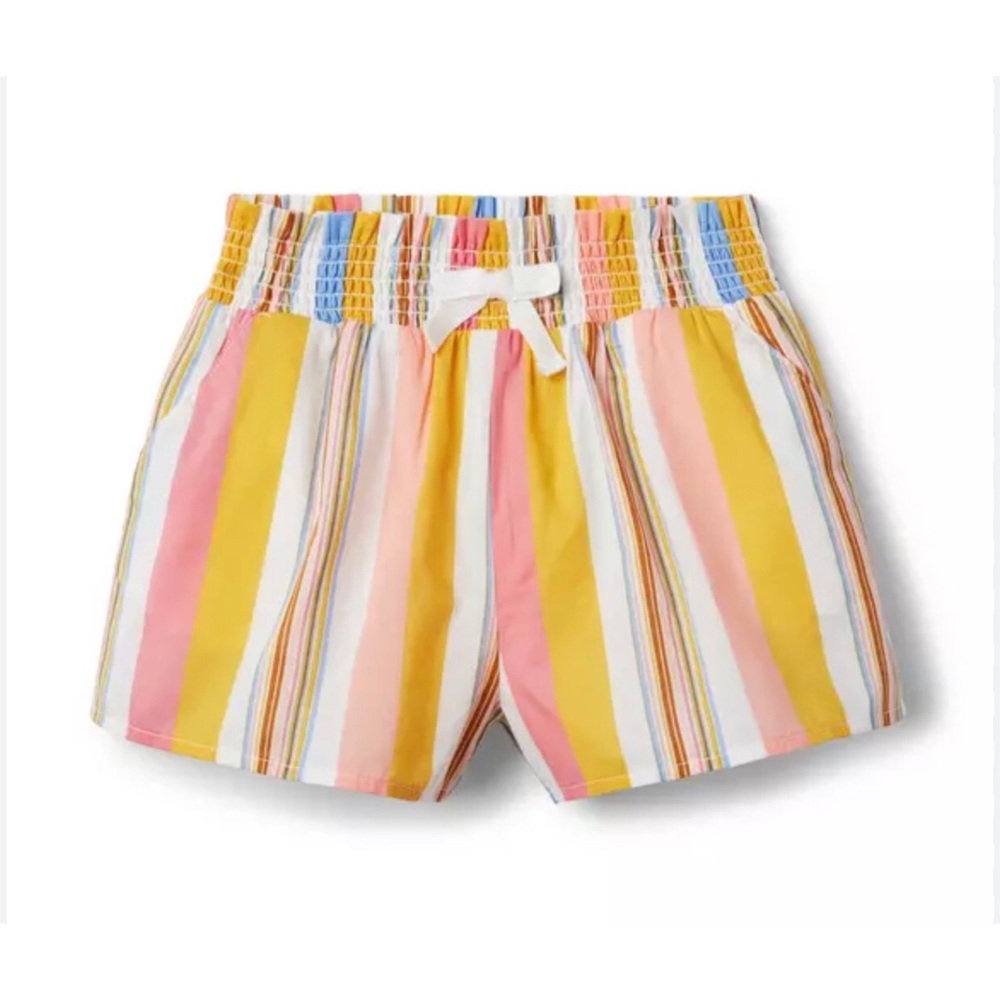JANIE AND JACK Girl’s Toddler Yellow/Pink Striped Smocked Waist Short Size 5T